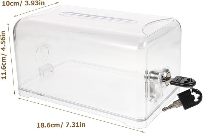 Clear Acrylic Donation Box with Lock – Secure Ballot Fundraising Suggestion Drop