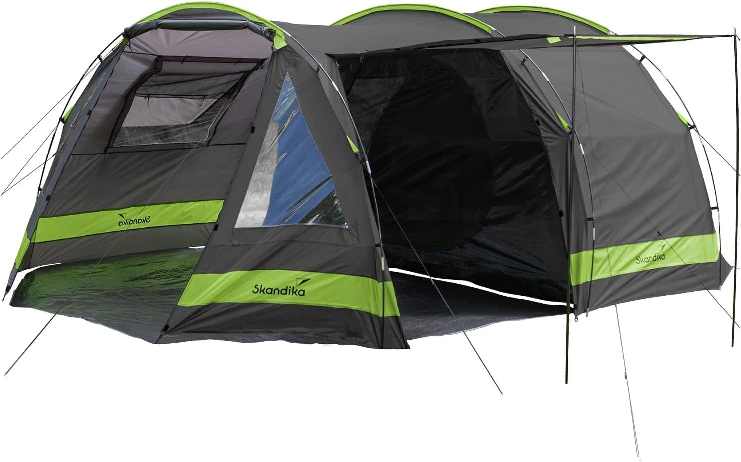 Anthracite/Green 4-Person Tunnel Family Camping Tent – Waterproof & Spacious