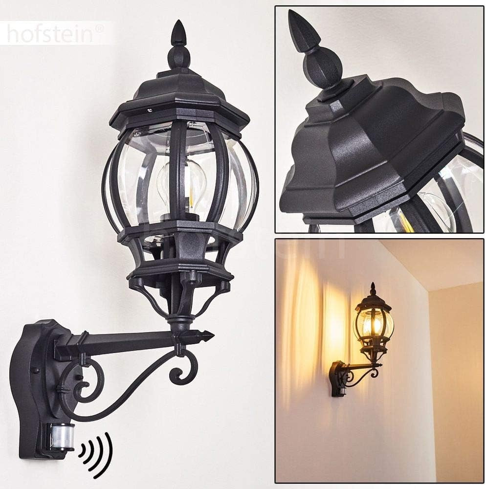 Hofstein Lentua Outdoor Wall Light w/ Motion Sensor – Black IP44