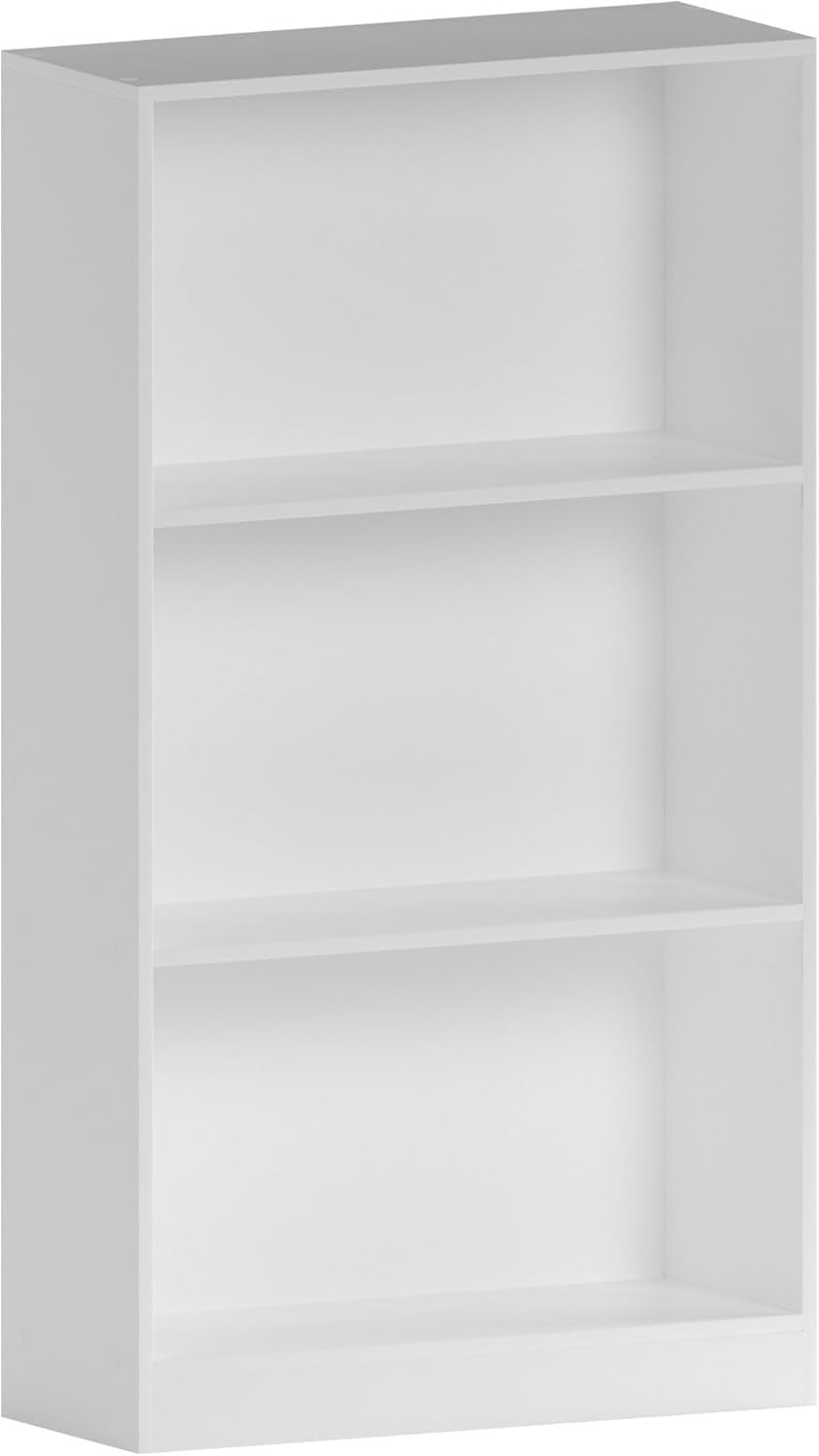 3 Tier White Wooden Bookcase Modern Storage Display Shelf for Living Room