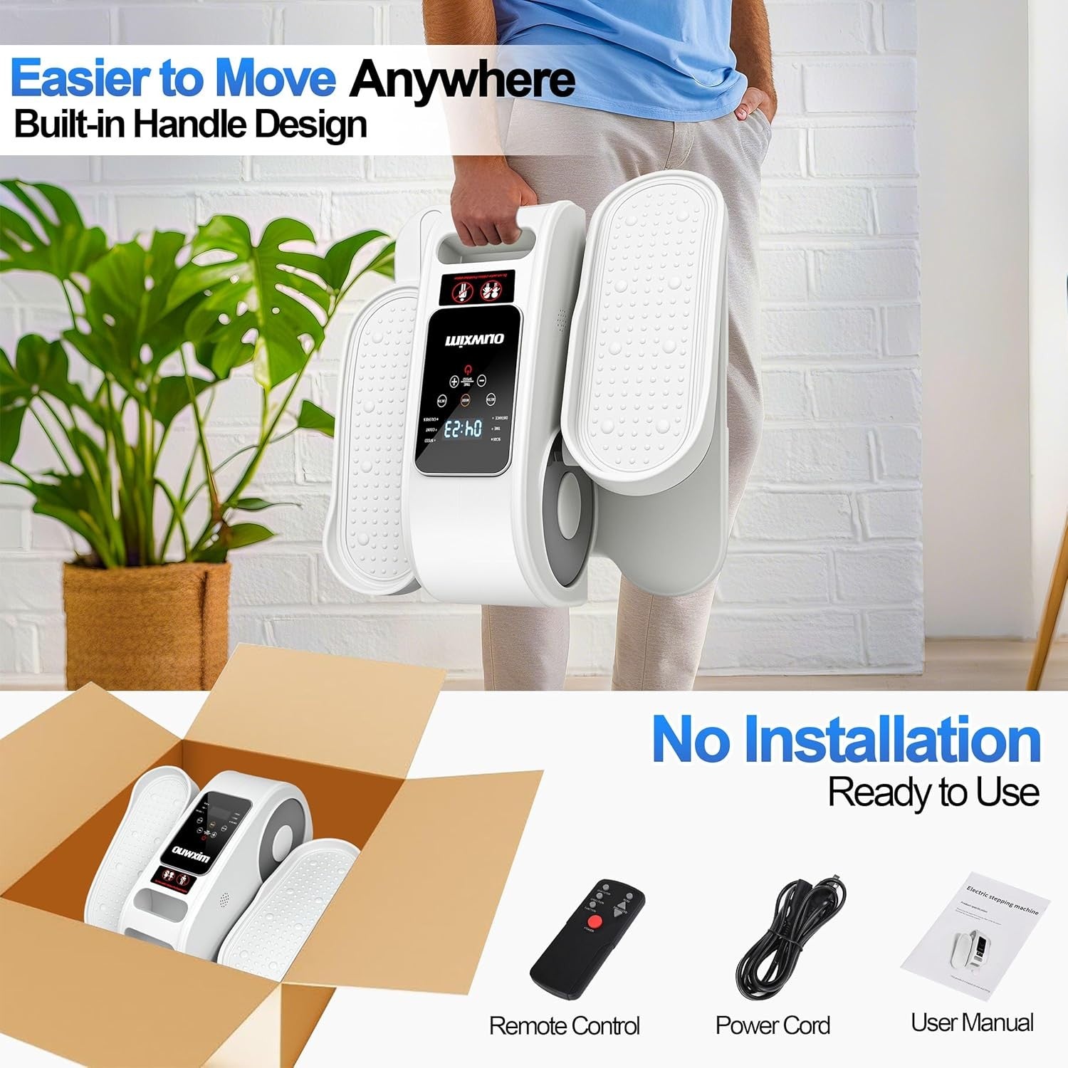 Electric Under Desk Elliptical Pedal Exerciser Quiet 12 Speed Seated Trainer