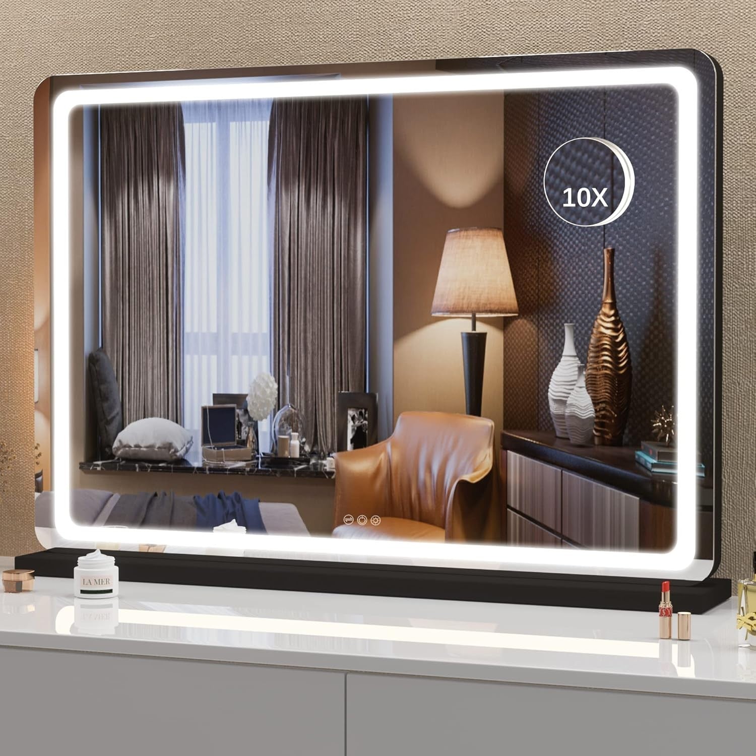 LED Vanity Mirror 80x58cm Touch Control Makeup Mirror with 3 Light Modes