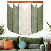 Boho Macrame Wall Hanging Woven Tapestry Ombre Green Decor