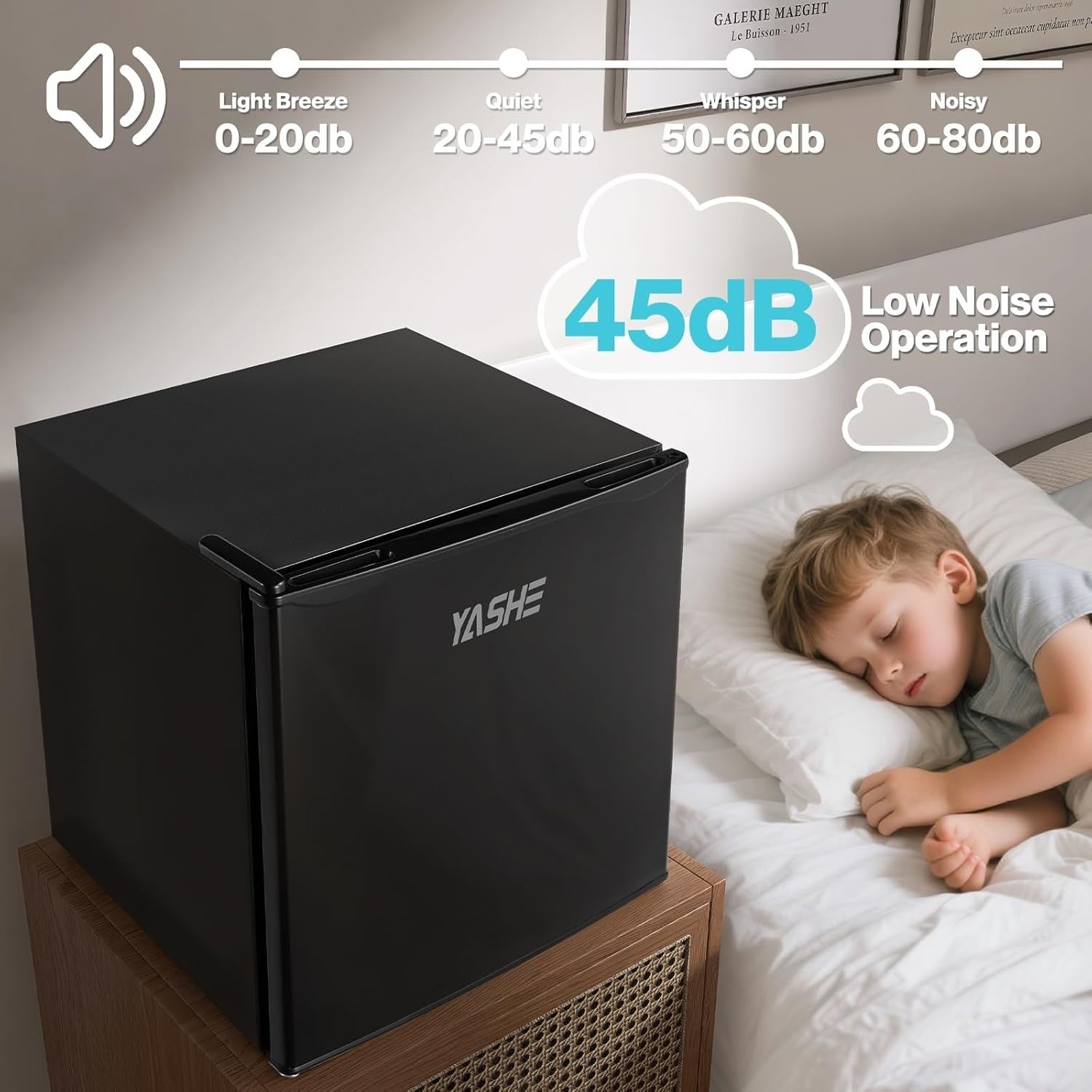 52L Mini Fridge Freezer Compact Portable Bedroom Office Dorm Black