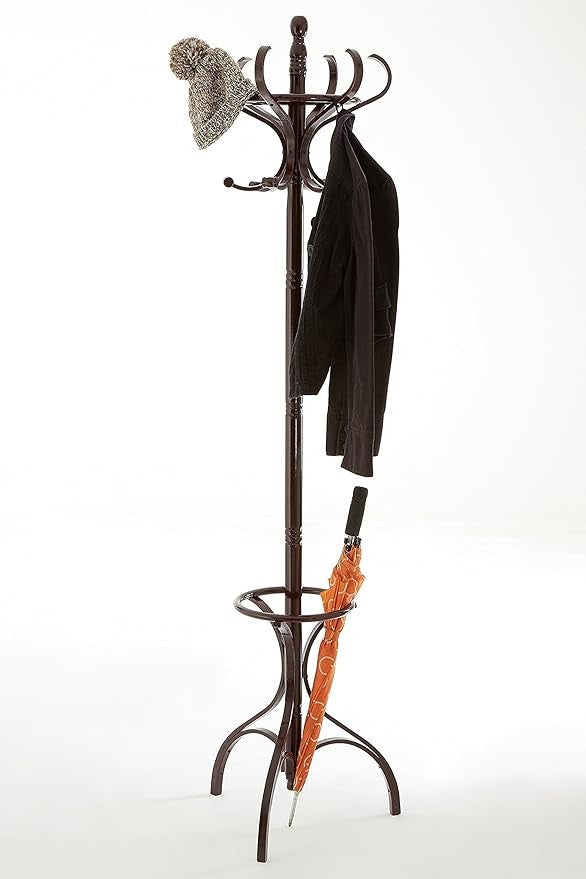 Mahogany Floor Standing Coat Stand 184cm | Wooden Hall Tree Hanger for Coats