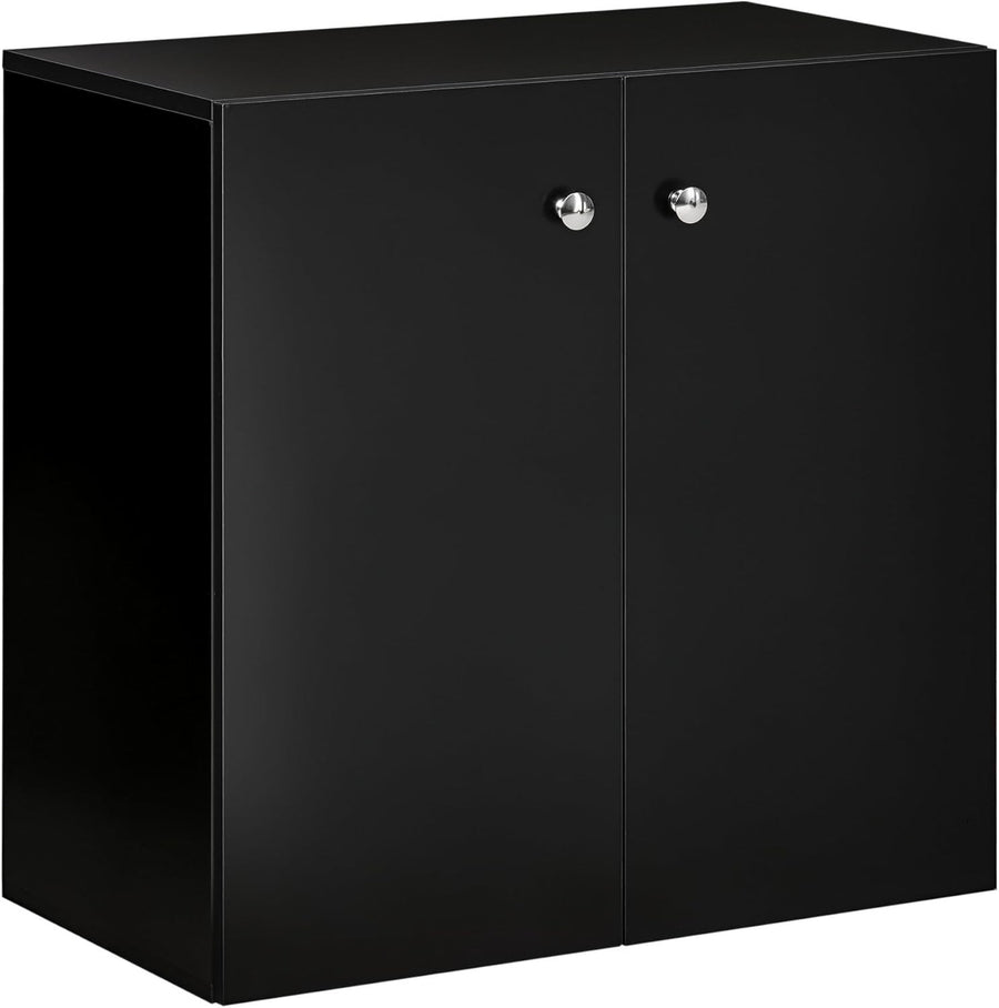 Stylish Black Storage Cabinet with 2 Shelves, 70x40x70cm, Durable & Modern