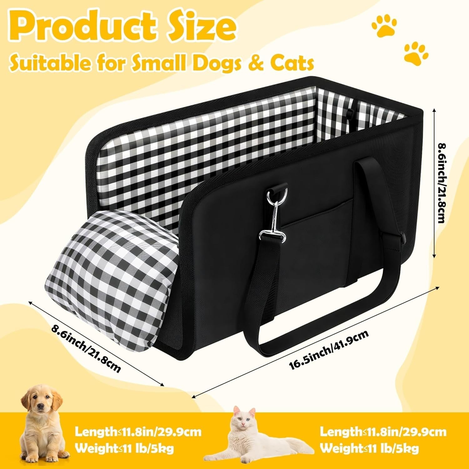 Center Console Dog Car Seat Portable Pet Booster Carrier Waterproof
