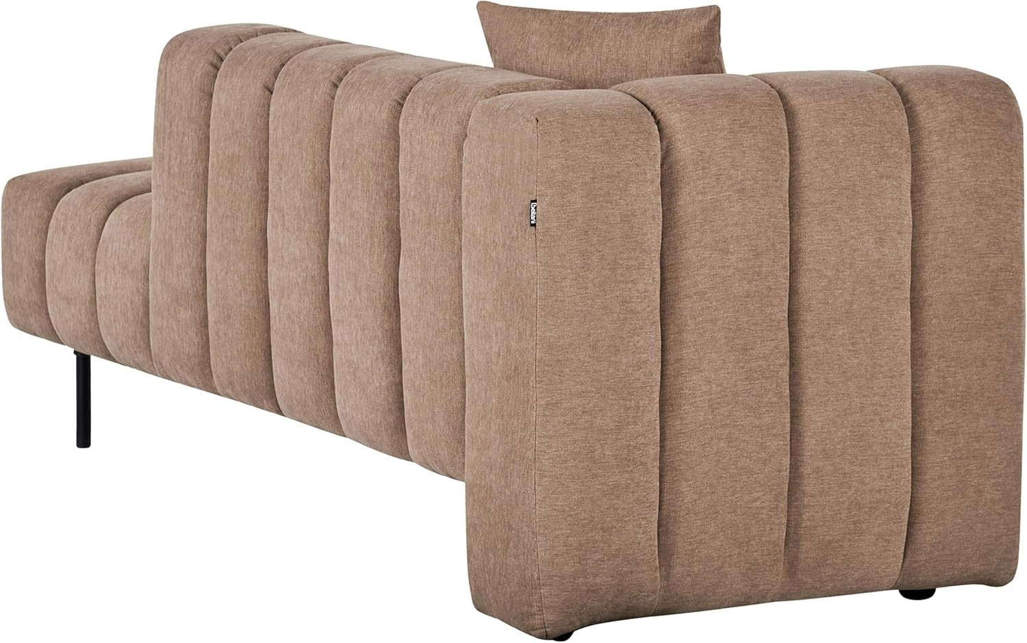 Modern Left Hand Chaise Lounge Fabric Upholstery with Cushion Brown Black Legs