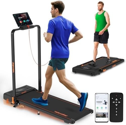 10% Incline Foldable Under-Desk Treadmill 12km/h, 2.5HP, Dual Control Home