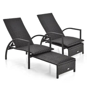 Rattan Patio Sun Lounger Recliner Chair – 5-Position Adjustable Backrest
