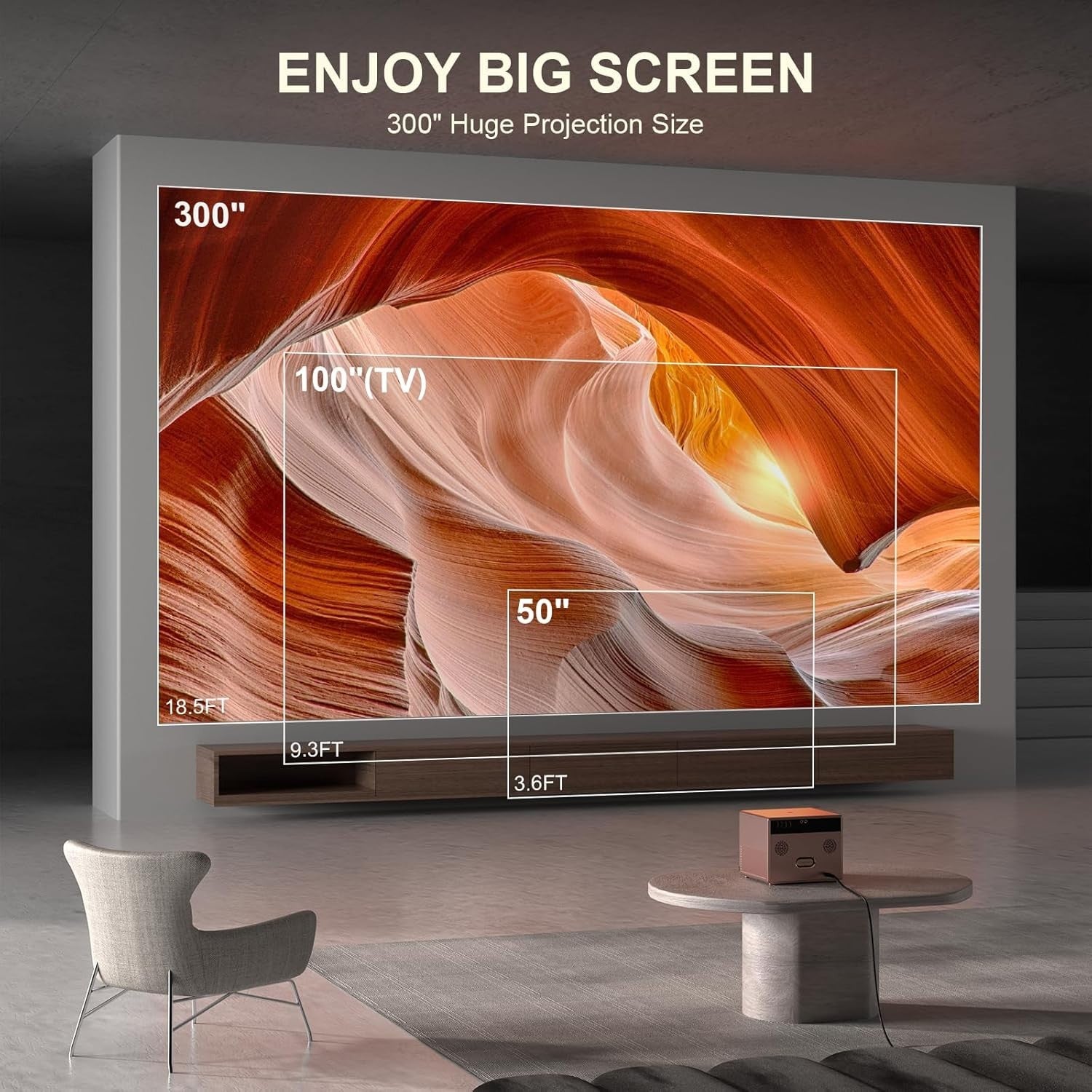1080P 4K WiFi 6 Smart Projector 28000 Lumens Auto Focus Home Cinema