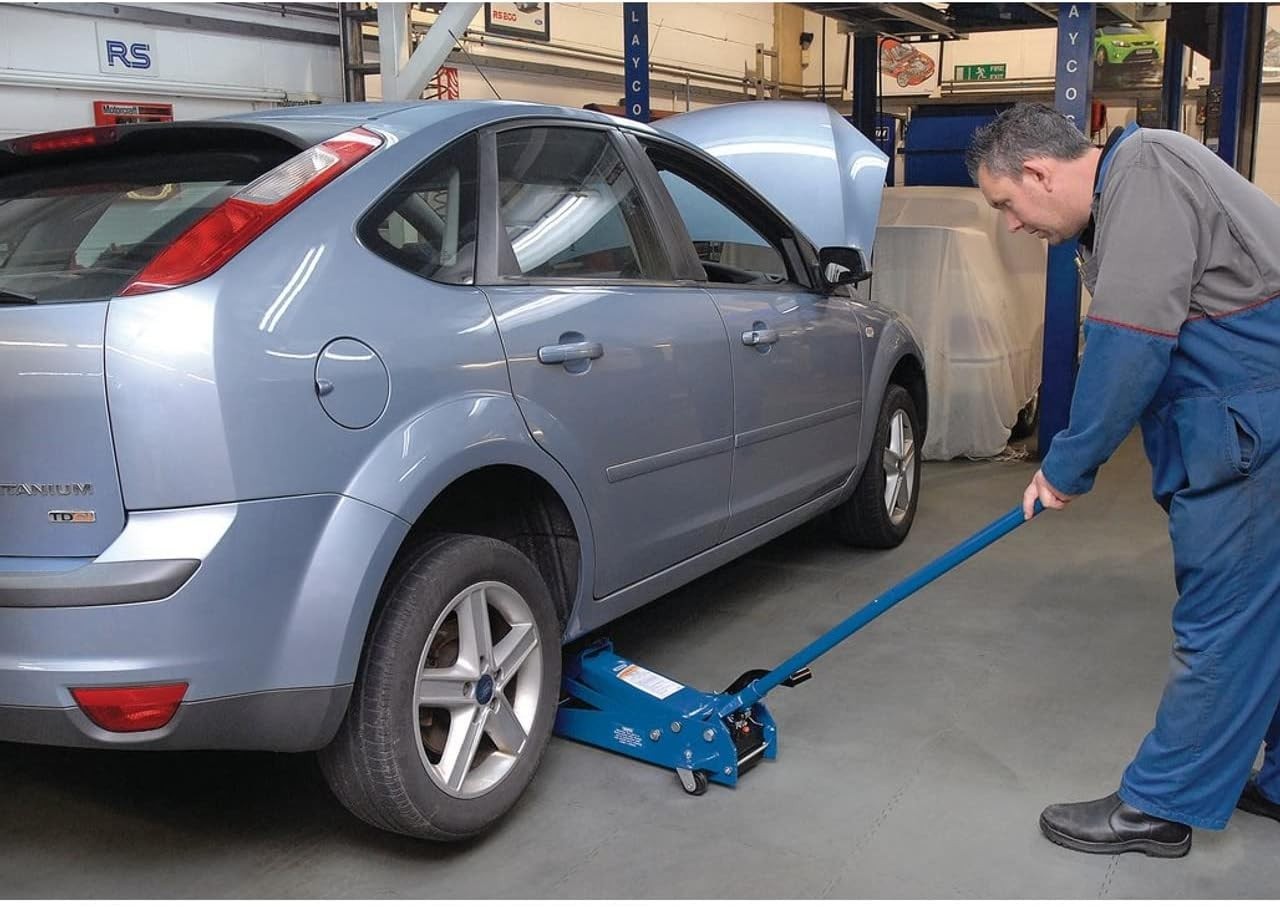 3 Ton Heavy Duty Trolley Jack Quick Lift 135–505mm Garage Car Lift Blue