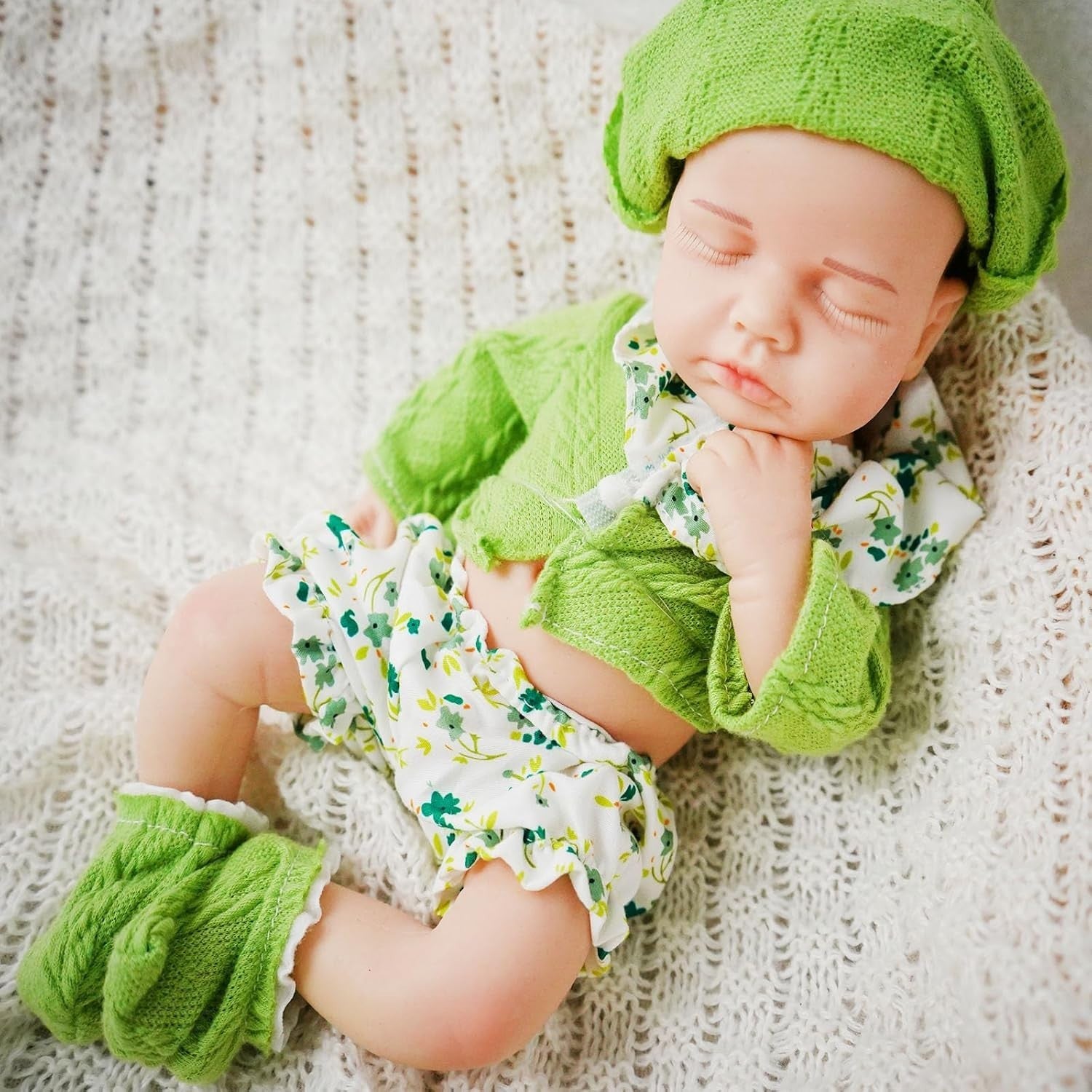 12” Mini Full Silicone Newborn Doll Sleeping Reborn 1:1 Ivory
