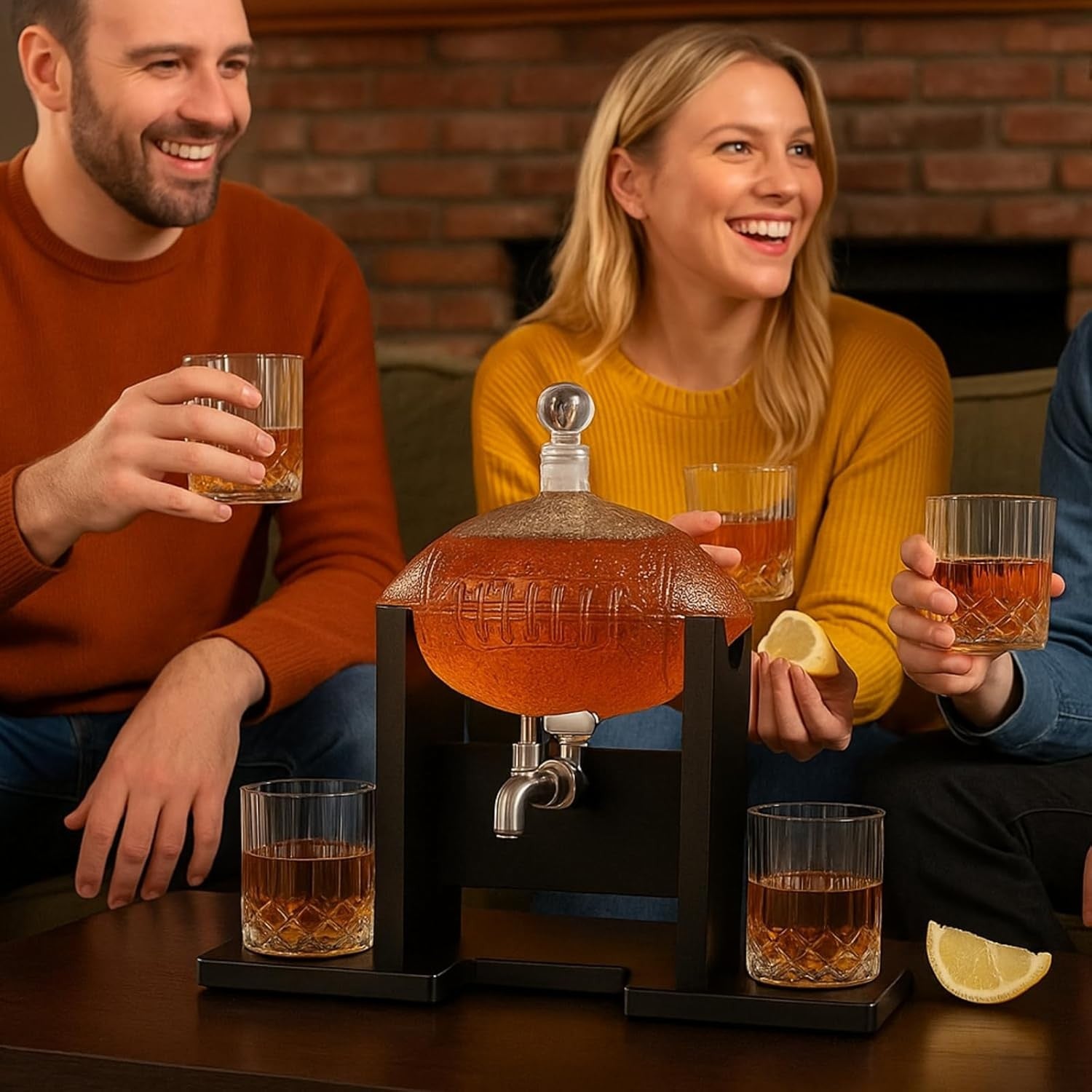Football Whiskey Decanter Set 1400ml with Stand & 2 Glasses – Sport Lover Gift