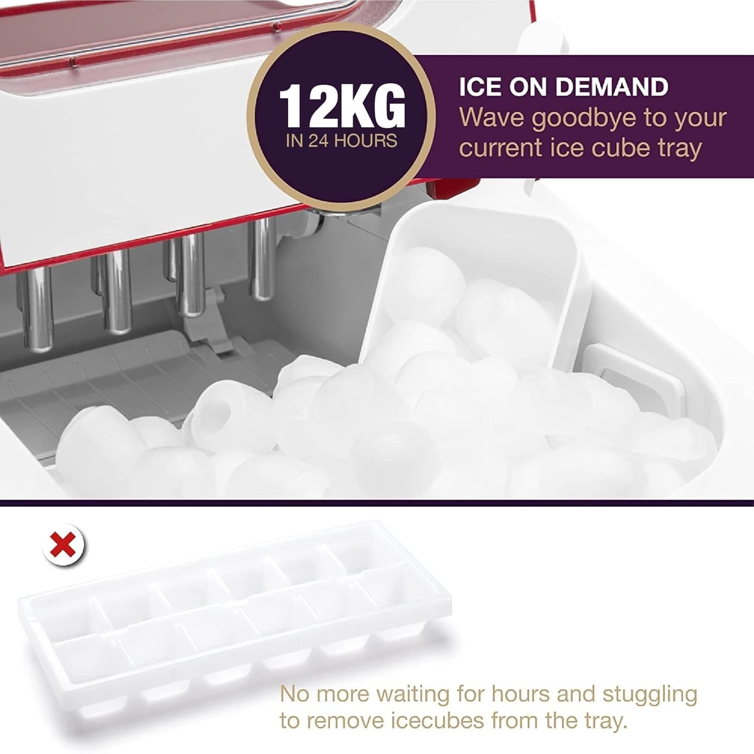 Countertop Ice Cube Maker Fast Ice 2.2L Self Cleaning Portable Machine