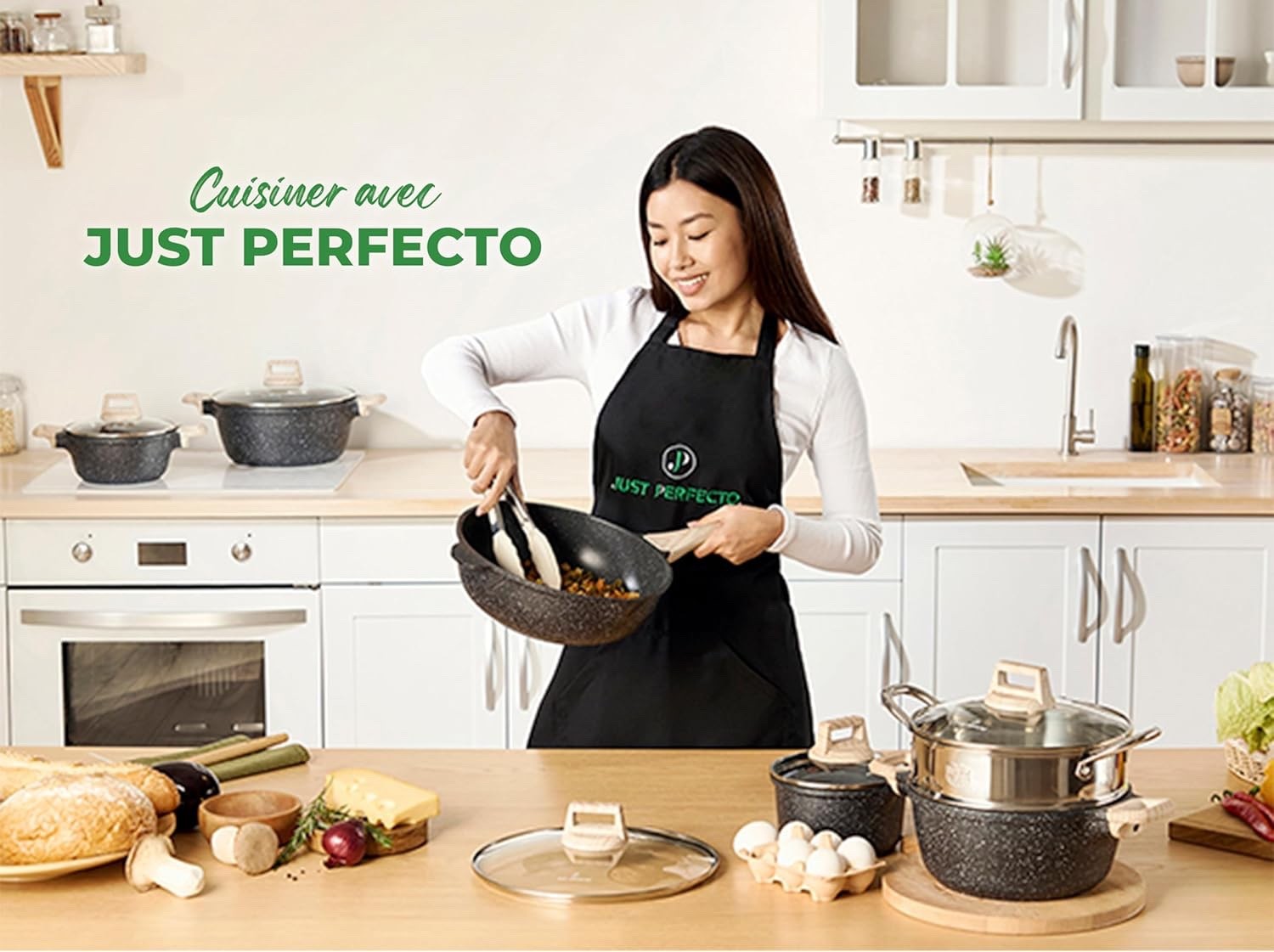 21Pcs Black Non-Stick Granite Cookware Set Induction Ready Pots & Pans