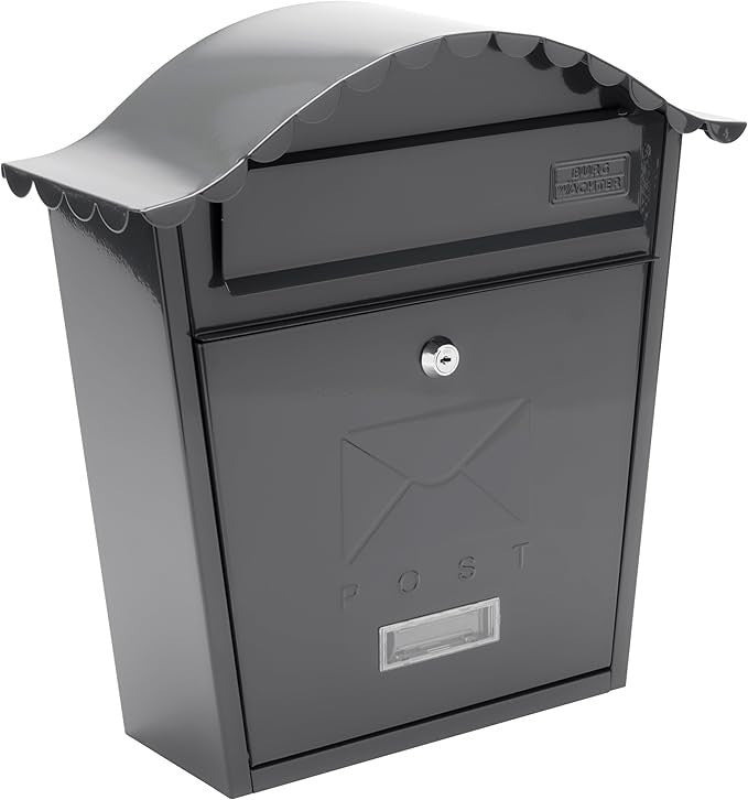 Wall Mounted Lockable Weatherproof Post Box Anthracite Steel 36x37x13cm