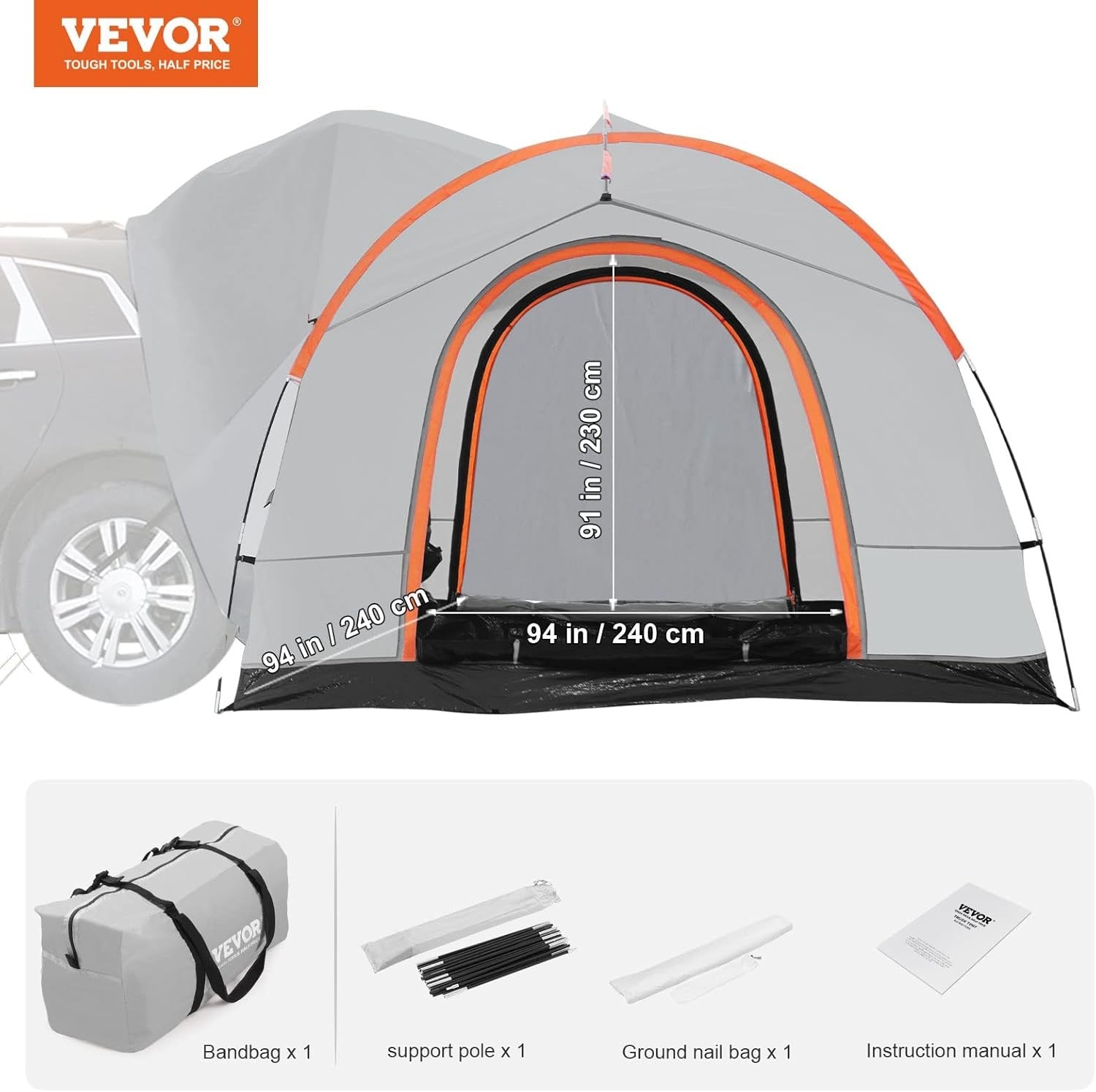 SUV Camping Tent Waterproof PU2000mm 240x240cm Awning Shelter
