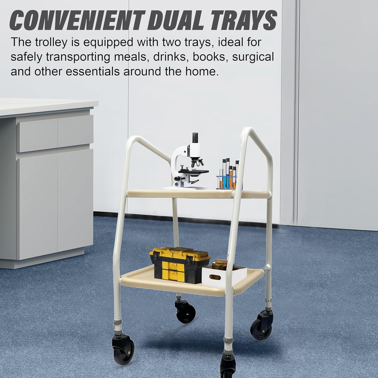 Mobility Walking Trolley Frame with Wheels Tray Indoor Outdoor Support
