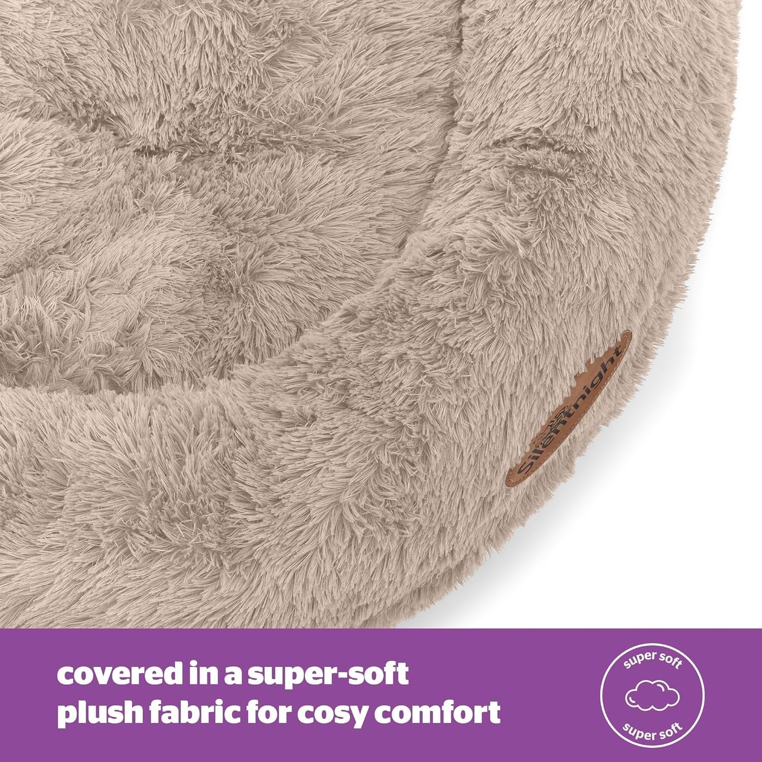 70cm Calming Donut Dog Bed Plush Washable Anti Anxiety Natural