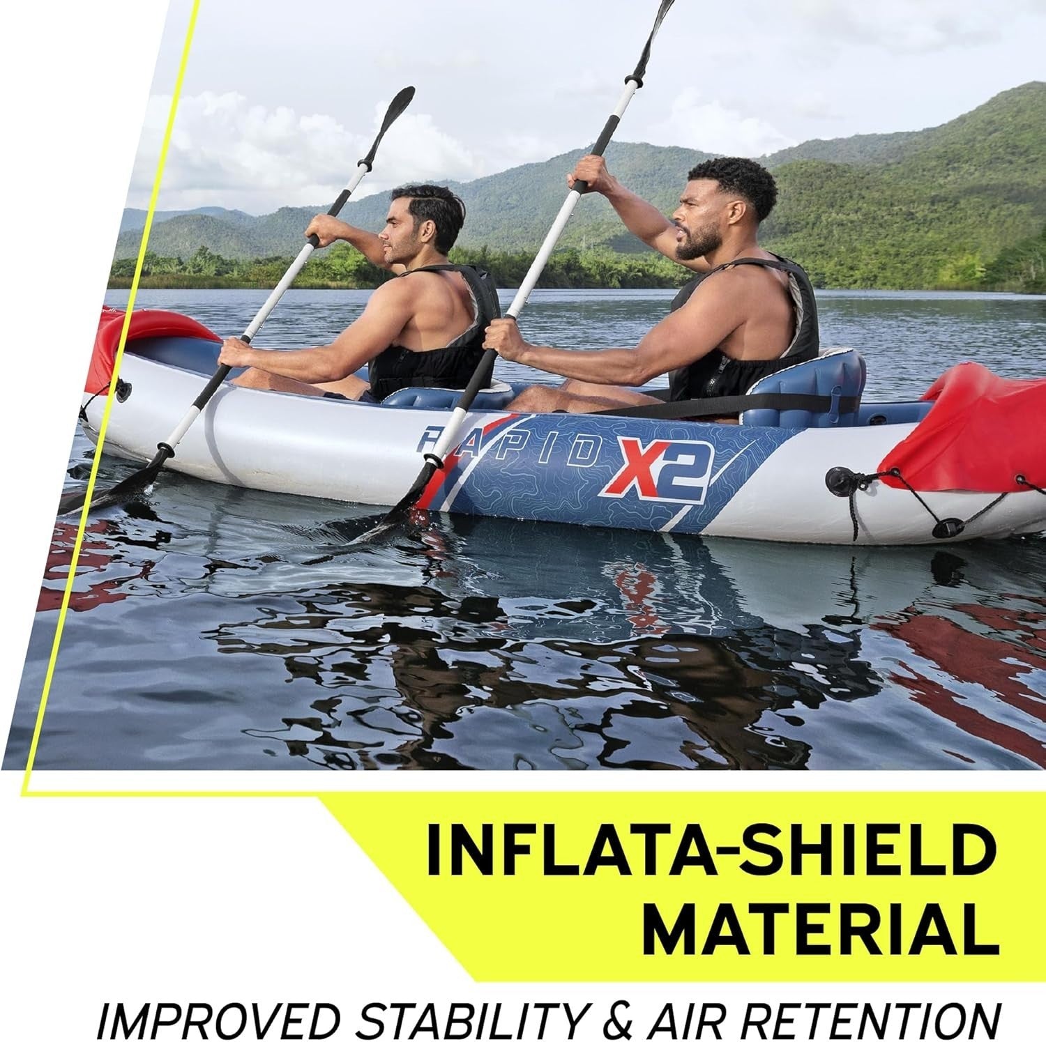 2 Person Inflatable Kayak Set w/ Oars Pump Carry Bag Yellow