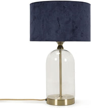 Gold Glass Table Lamp Navy Velvet Shade Bedside Desk Lamp Bulb