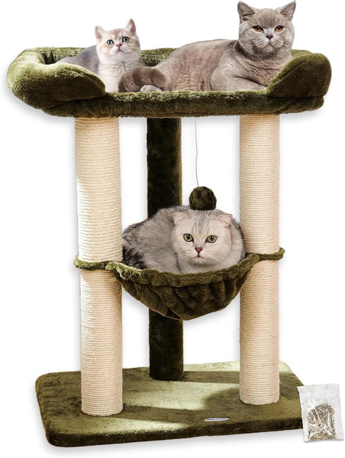 71cm Cat Tree Tower with Large Bed Hammock Sisal Scratching Indoor