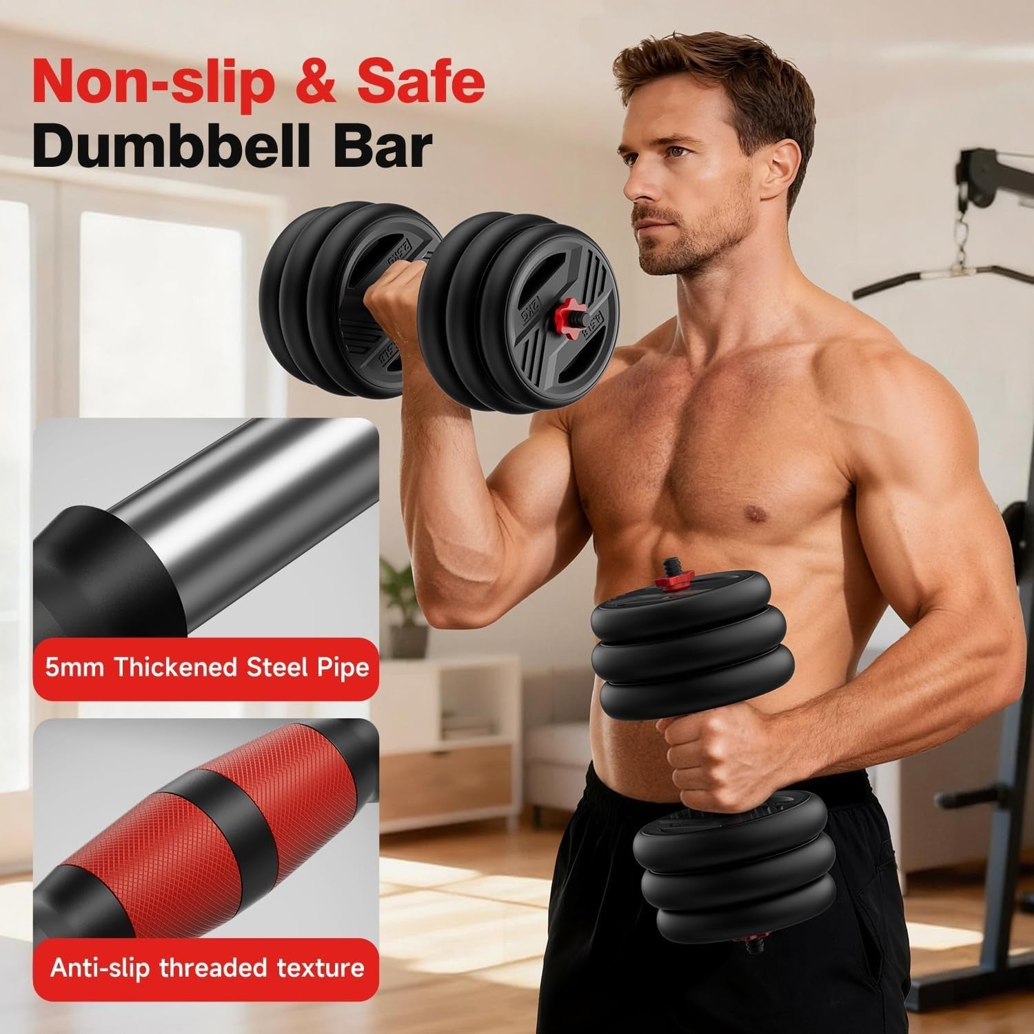 Adjustable Dumbbell Set 20lb 5 in 1 Free Weights Home Gym
