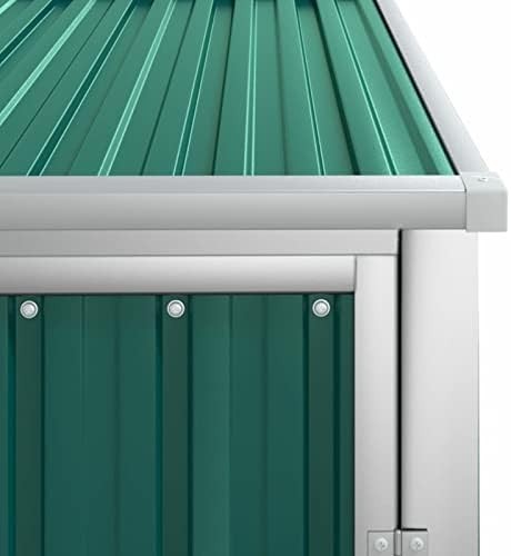 Outdoor Metal Garden Shed Storage House with Sloped Roof & Handle green