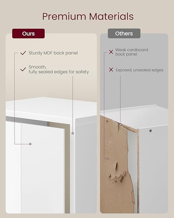 4-Tier White Bookshelf Tall Slim Storage Unit Cube Shelving for Home Office