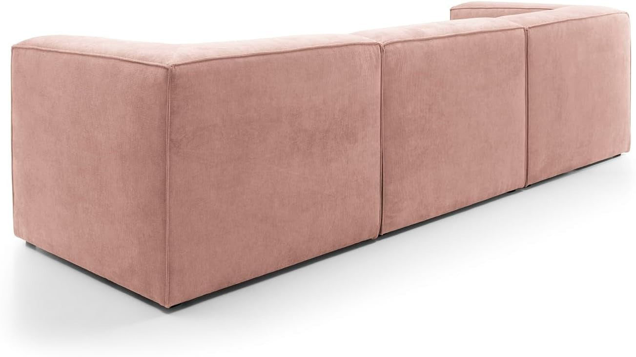 4 Seater Modular Sofa Pink Cord Chenille | Comfy, Space-Saving, Modern Style