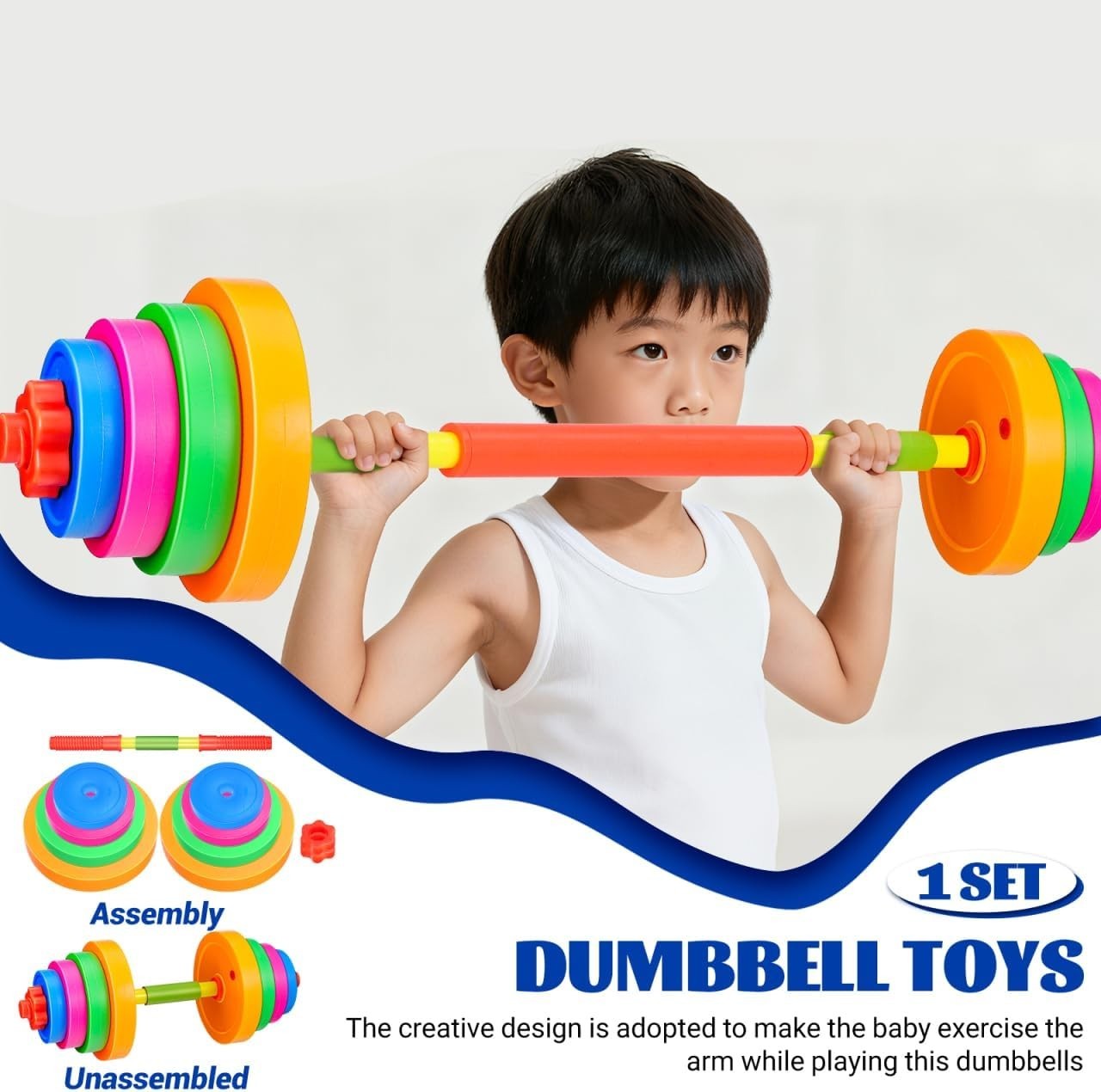 Kids Adjustable Dumbbell Barbell Set Water Filled Weights Age 3–8
