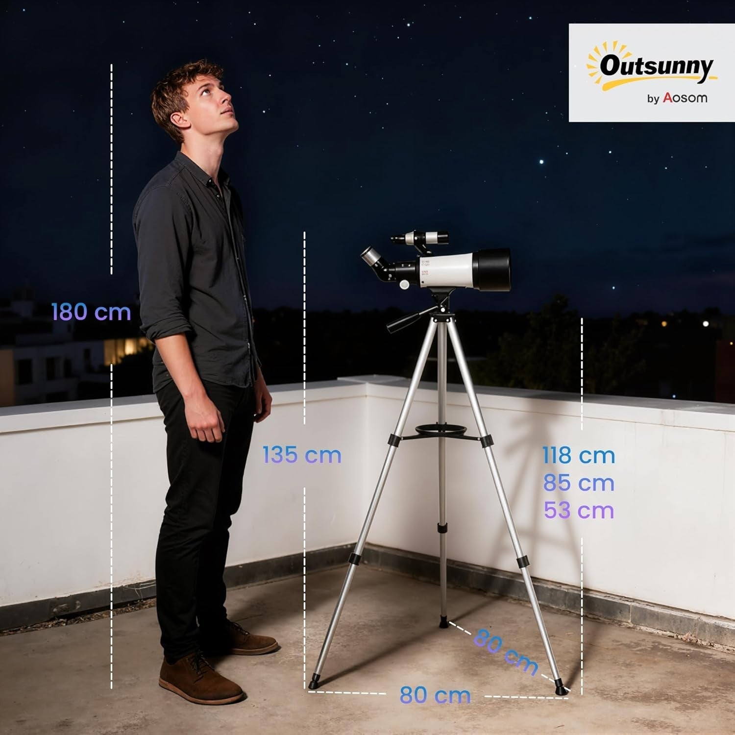 70mm Aperture Portable Refractor Telescope for Adults & Beginners - White