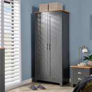 2 Door Dark Grey Wardrobe with Hanging Rail & Deep Storage Shelf