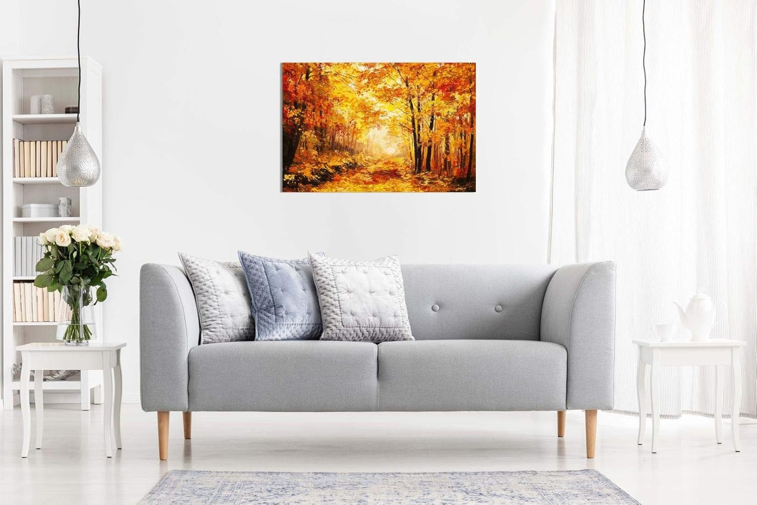 30×20″ Abstract Orange Yellow Autumn Forest Canvas Wall Art Print