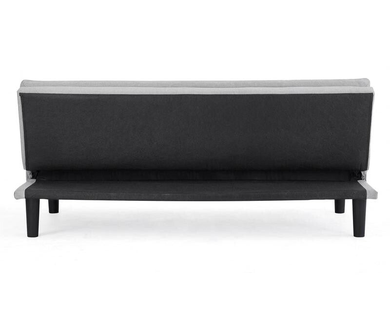 Light Grey 3 Seater Sofa Bed Clic Clac Fabric Couch Guest Sleeper