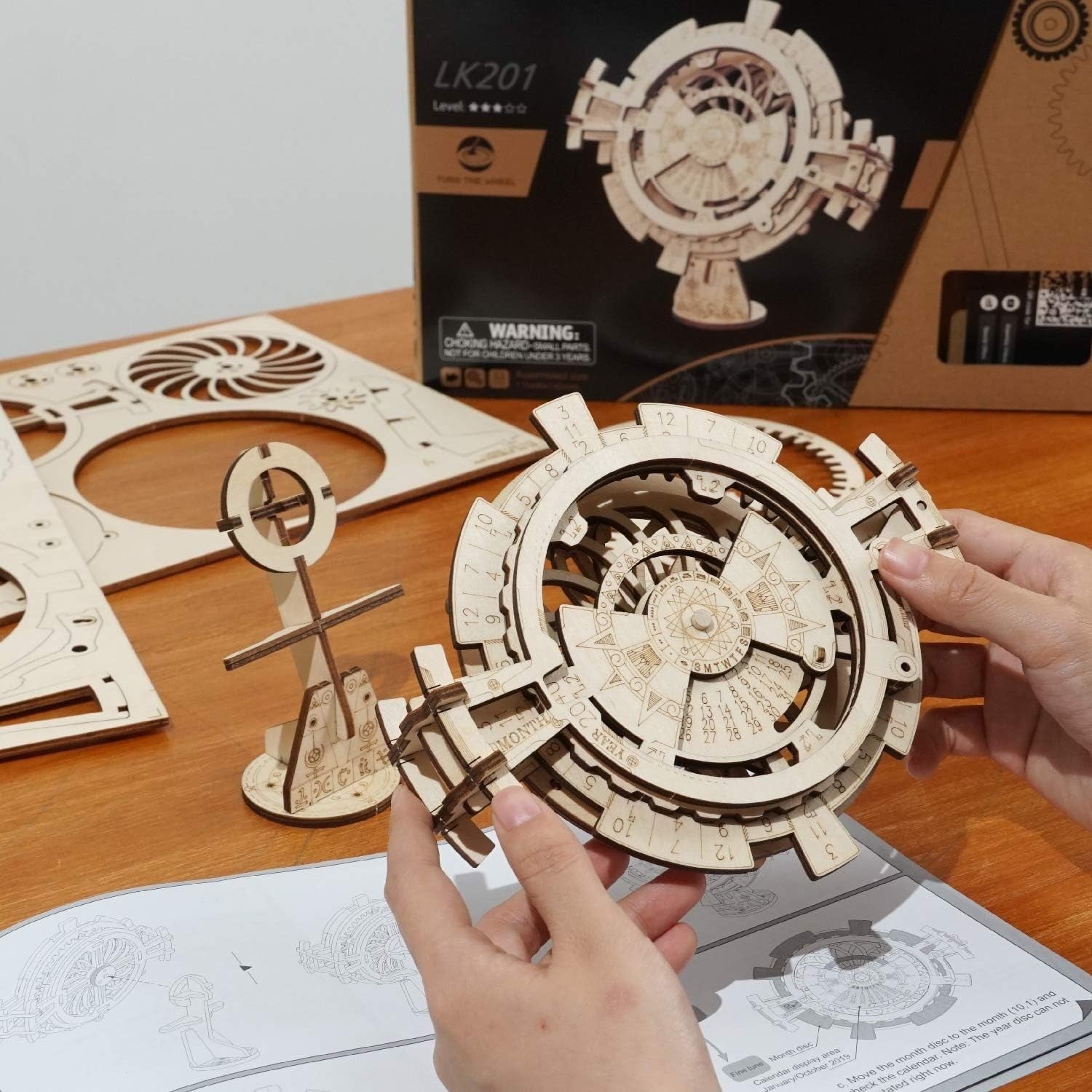 Mechanical 3D Wooden Perpetual Calendar Puzzle – DIY Model Kit Gift