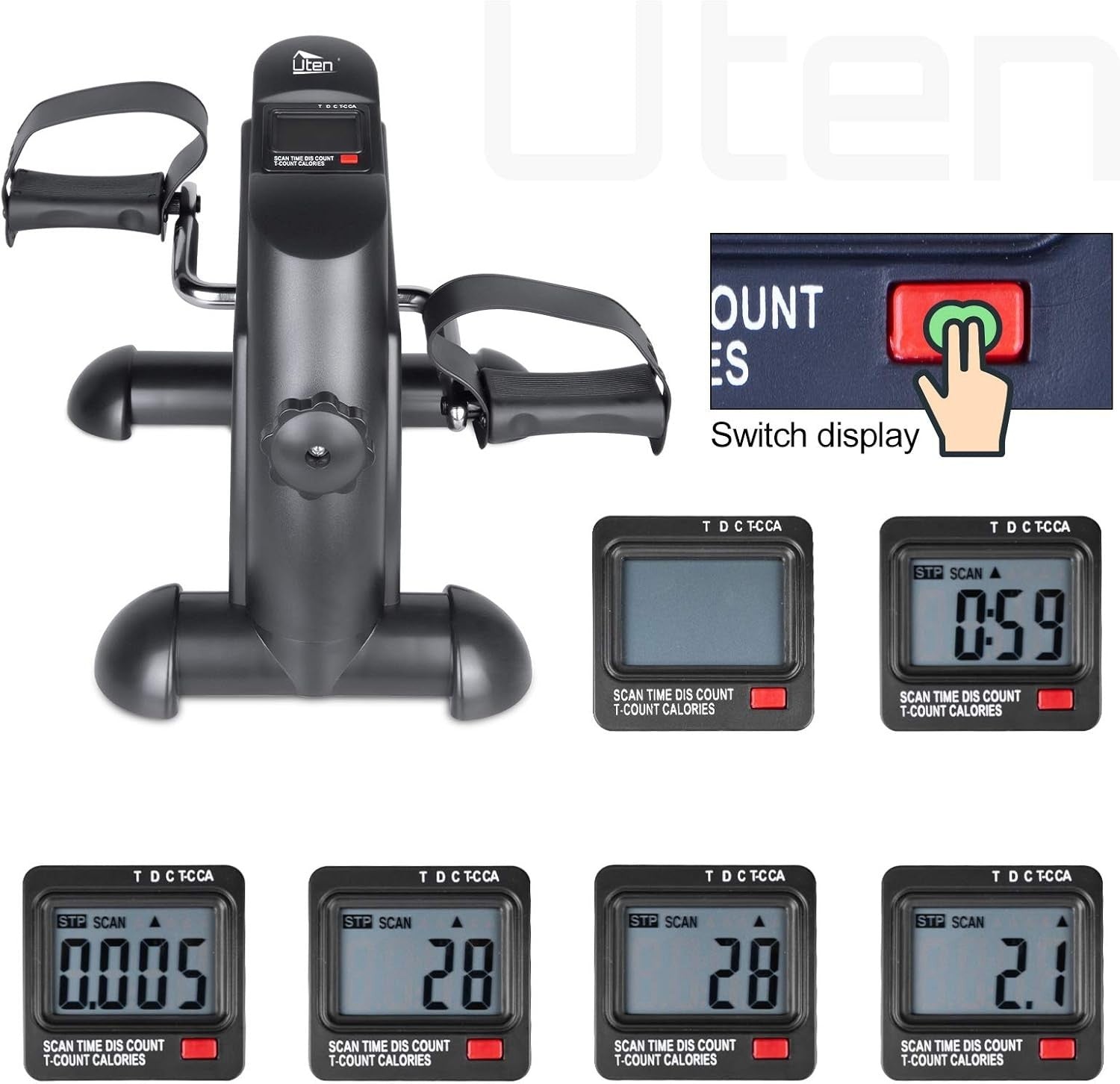 Mini Exercise Bike Pedal Exerciser w/ LCD Display, Adjustable Resistance Compact