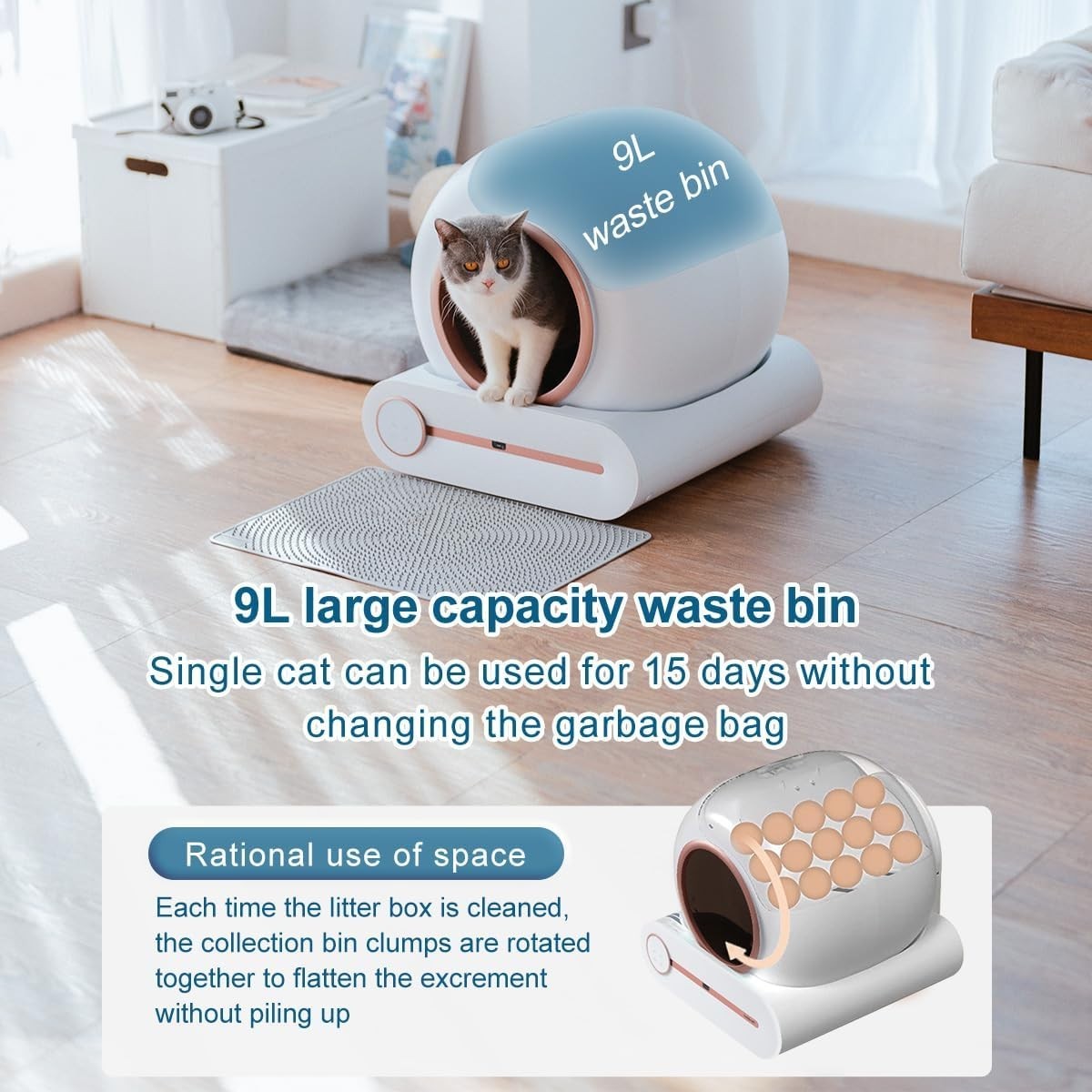 Self Cleaning Cat Litter Box 65L APP Control Smart Auto Multi Cat