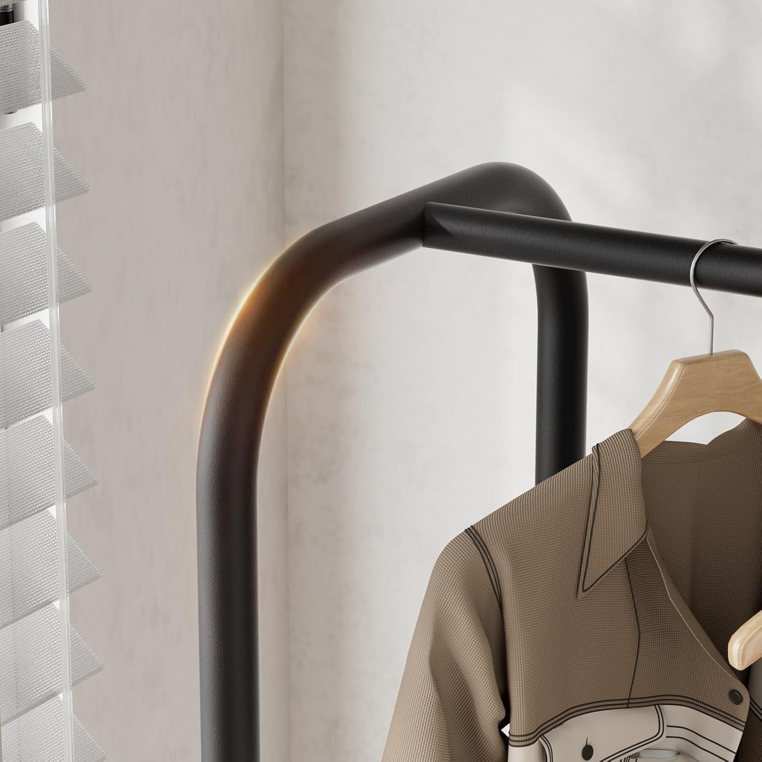Heavy Duty Clothes Rail with Wheels & Shelf – Black 81×30×183cm