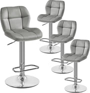 Adjustable Velvet Bar Stools Set of 4 – Swivel Counter Chairs, Modern