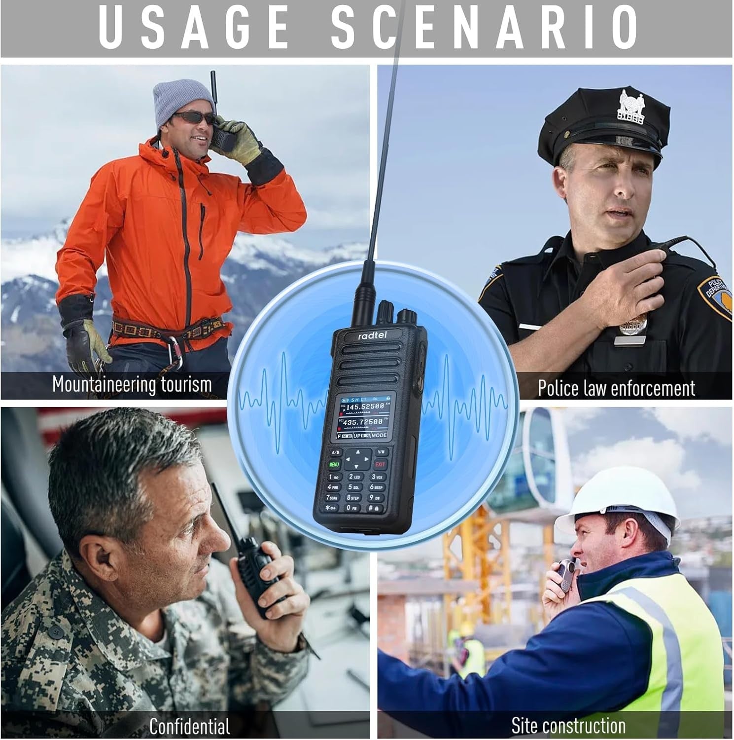 10W Ham Radio Air Band Walkie Talkie Long Range NOAA USB-C 199CH