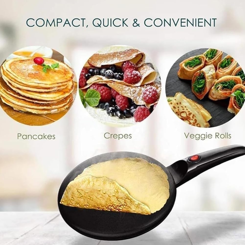 600W Portable Electric Crepe Maker 20cm Non-Stick Pancake Machine
