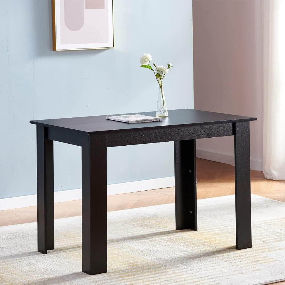 5-Piece Black Dining Set with 2 Grey Velvet Chairs Small Space Kitchen
