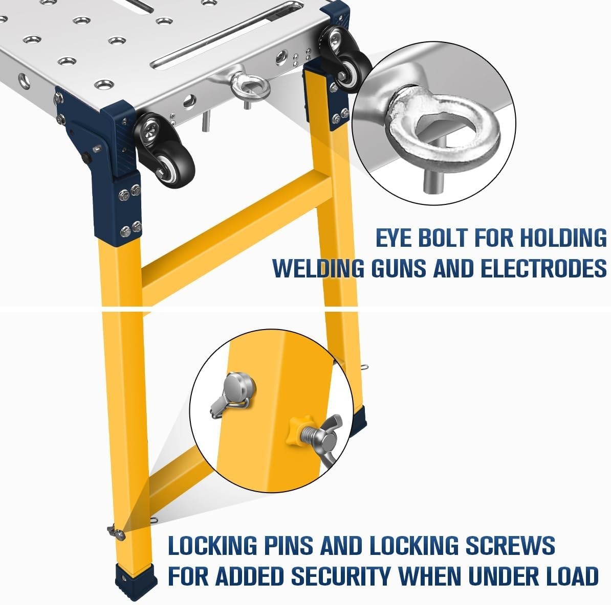 Portable Steel Work Platform Welding Table 36x140cm Adjustable 500kg Load