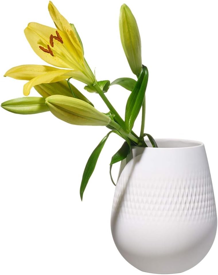 Modern White Porcelain Vase Square Textured Decor 14cm Table Centrepiece