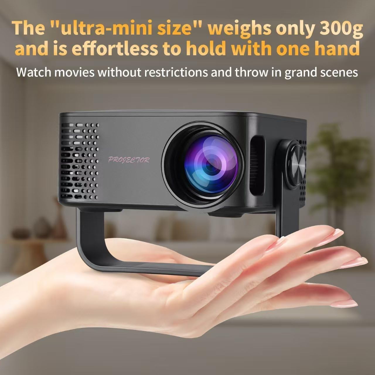 4K Mini Projector 1080P WiFi Portable 180° Home Outdoor Movie