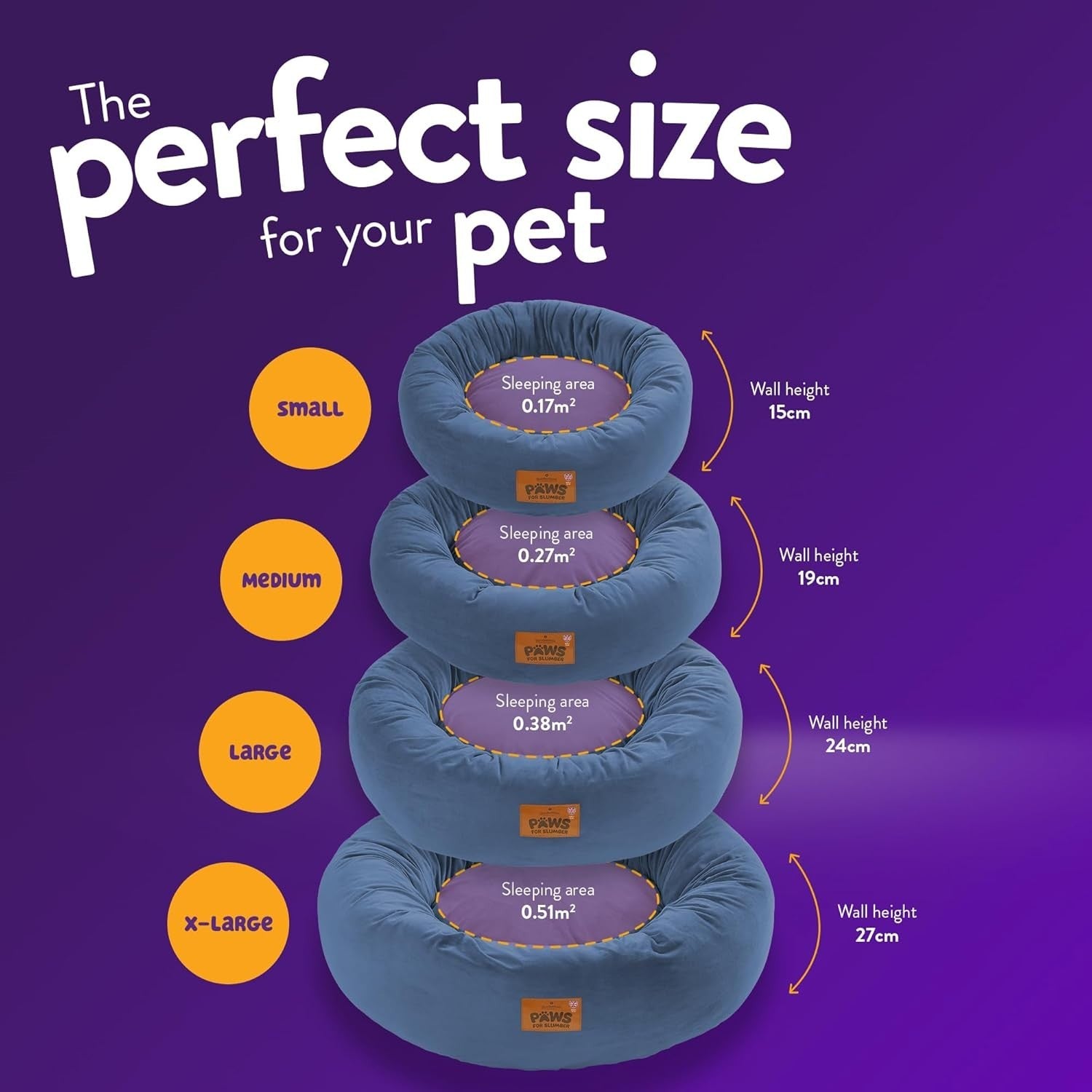 XL Calming Donut Dog Bed 85cm Washable Non Slip Navy