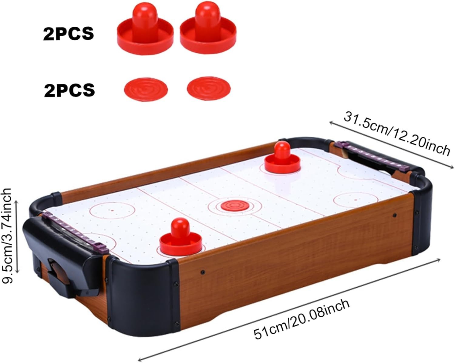 20in Tabletop Air Hockey Game Powerful Fan Compact Family Fun