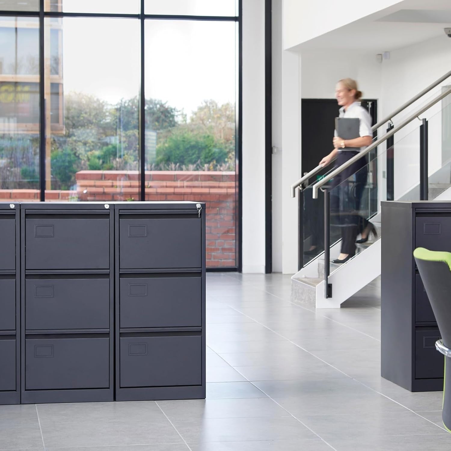 Black Metal Filing Cabinet 4 Drawer A4 Heavy Duty Lockable